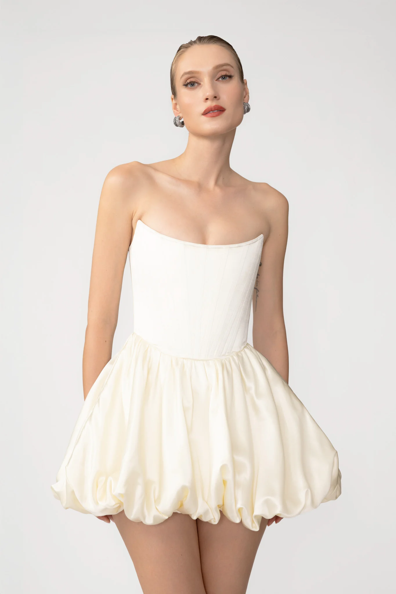 Lydia Satin Mini Dress - Image 3