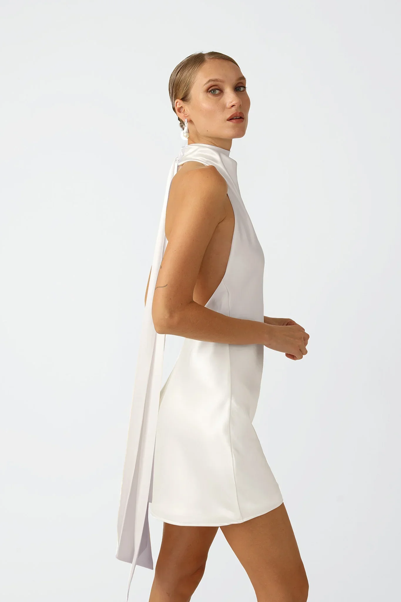 Penny Backless Satin Mini Dress - Image 5