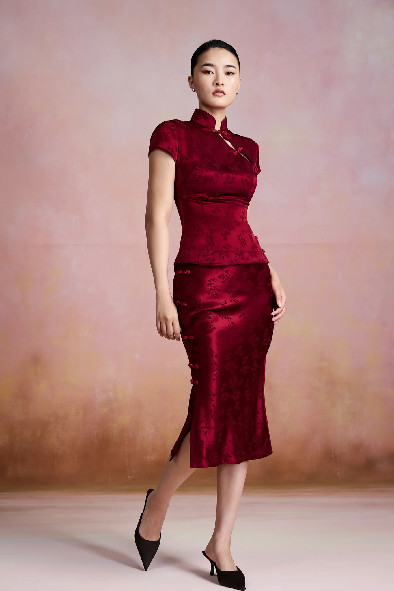 Ren Satin Jacquard Skirt - Image 2