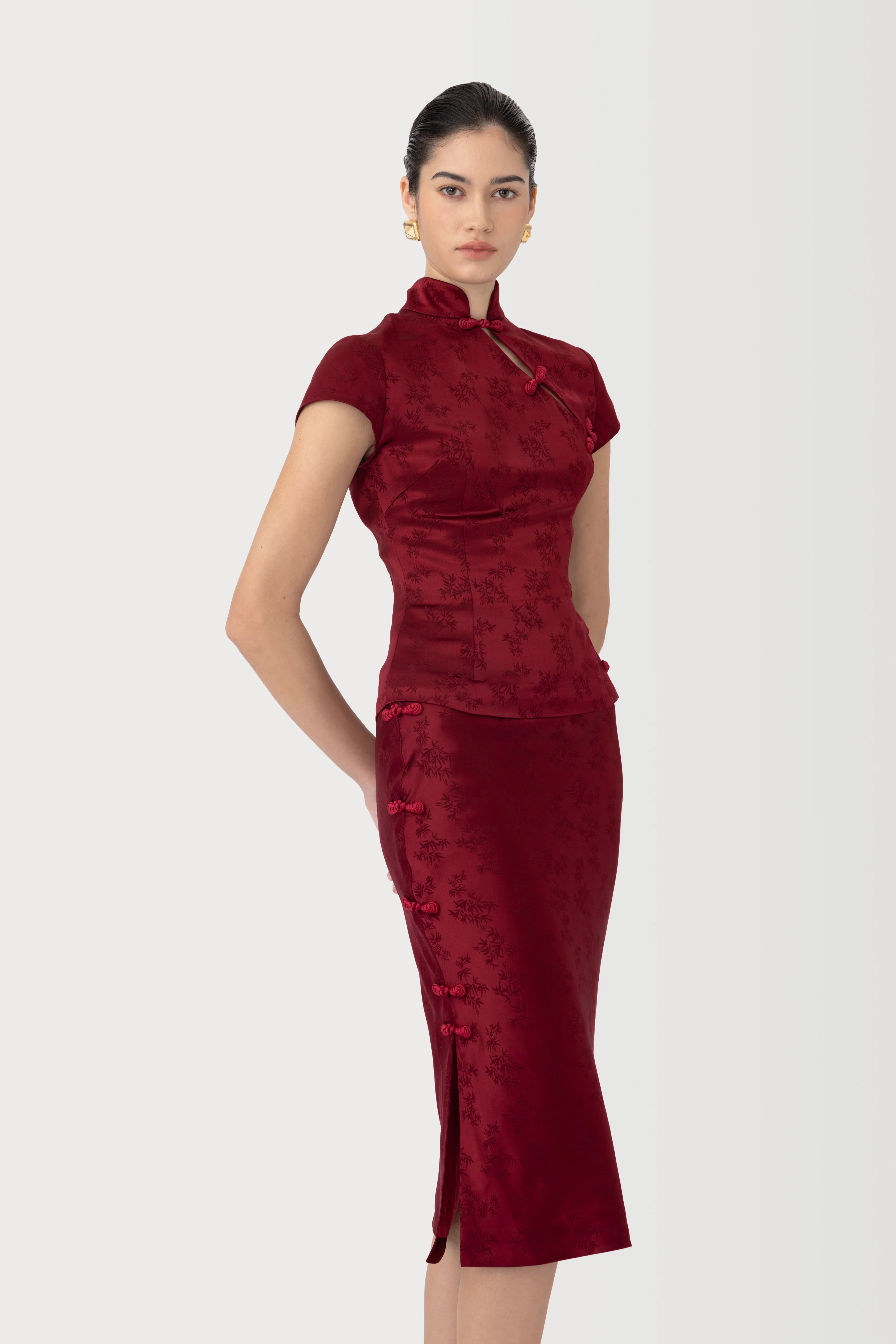 Ren Satin Jacquard Skirt - Image 3